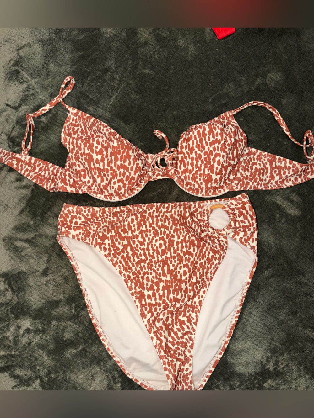 Old Navy Rust and White Printed Bikini Set